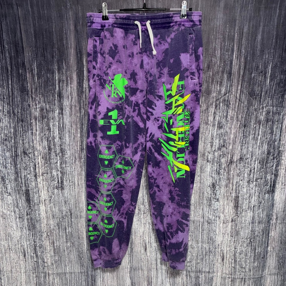 Neon Genesis Evangelion HOT TOPIC Purple Tie-Dye Jogger Sweatpants Size L